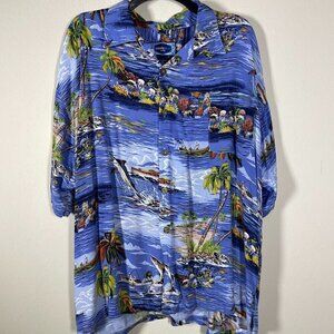 Pacific Blue USA Vintage Marlin Tropical Shirt Men XL Hawaiian All Over Print!